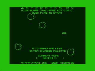 Asteroids RX intro screen #2 (alternate mode and color set)