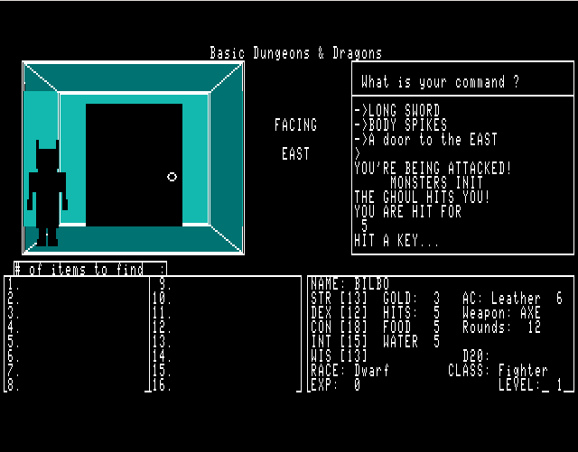 Basic Dungeons and Dragons game screen #1