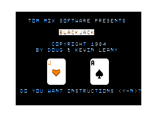 Blackjack title screen