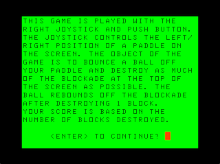 Block Buster intro screen #2