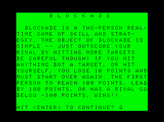 Blockade Intro screen #1
