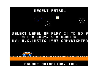Desert Patrol intro screen
