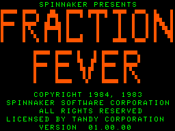 Fraction Fever intro screen