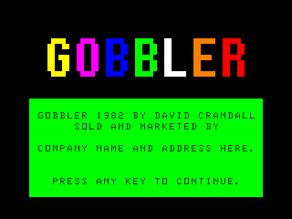 Gobbler intro screen