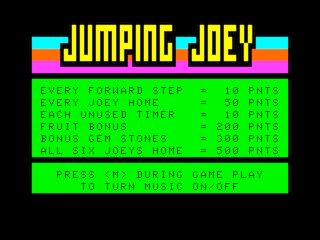 Jumping Joey intro screen #1