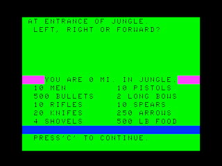 Jungle game screen #2