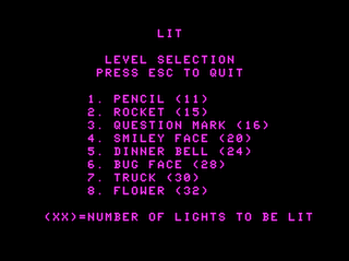 Lit game screen #1 (menu)