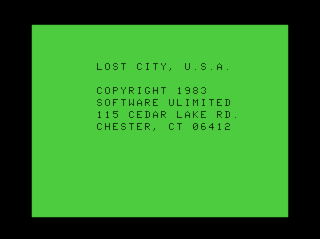 Lost City, U.S.A. intro screen