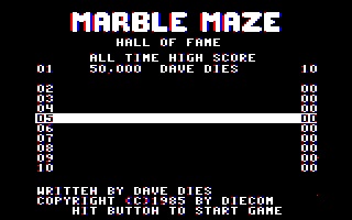 Marble Maze intro screen