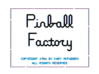 Pinball Factory intro screen
