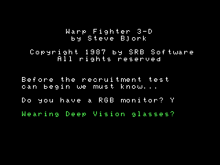 Warp Fighter 3-D intro screen