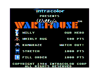 Willy's Warehouse intro screen 1