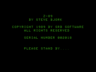 Z-89 intro screen #1 for version 1.01